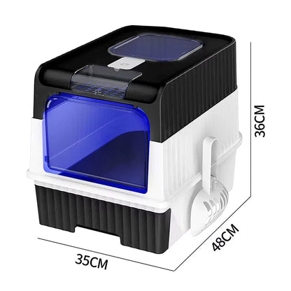 Cat Litter Box Drawer Jumbo Sandbox Totally Closed Cat Litter Pan Large Capacity Odor Removal Cat Toilet with Sterilized Lamp
